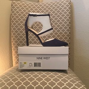 Nine West Navy Blue Strap Heels